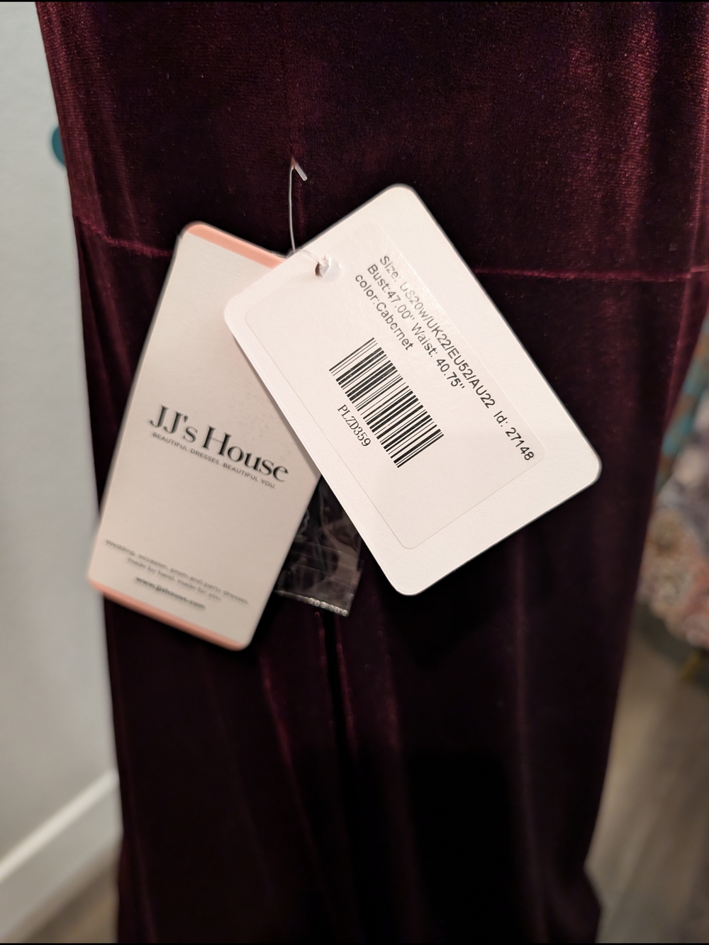 NWT Sz 20 JJ's House Velvet Evening Gown in Deep Wine - Picture 5 of 8